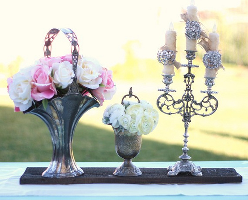 The theme for these centerpieces are 39Rustic Vintage